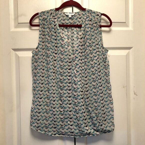 CAbi Bird Print Faux Wrap Top - Picture 1 of 6